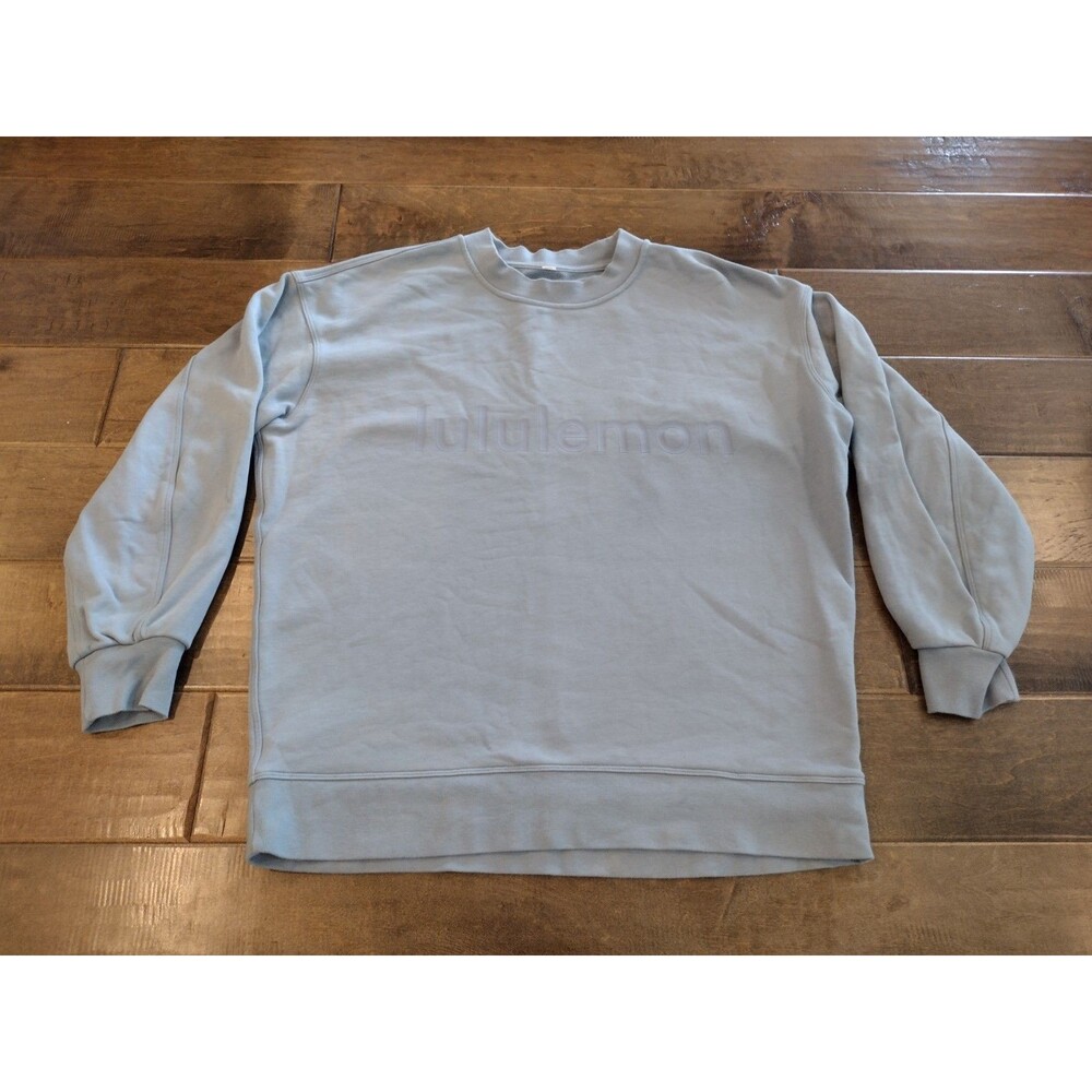 LULULEMON Women's Wordsmark light blue gray Pullover Sweatshirt - size S M